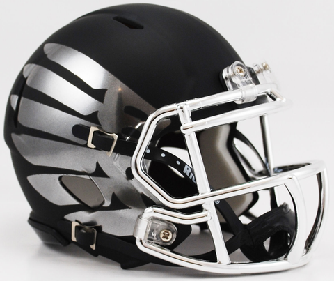 Oregon Ducks LiquidMetal Mini Football Helmet <B>Titanium Black Eclipse HydroSkin</B>