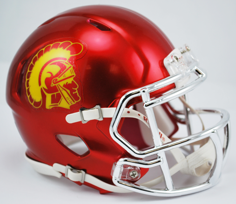 USC Trojans NCAA Mini Speed Football Helmet <B>Chrome</B>