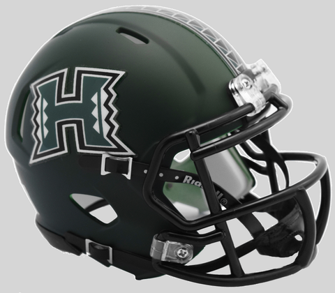 Hawaii Warriors NCAA Mini Speed Football Helmet <B>Matte Green New 2017</B>