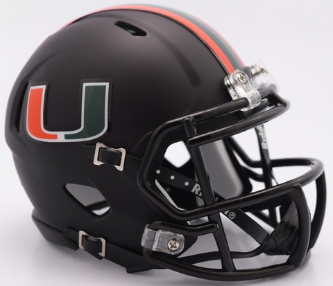 Miami Hurricanes NCAA Mini Speed Football Helmet <B>NEW 2017 Nights Alt</B>