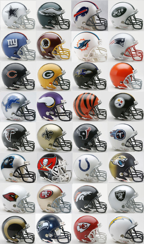 Mini Football Helmet 32 NFL Teams Complete Set Riddell