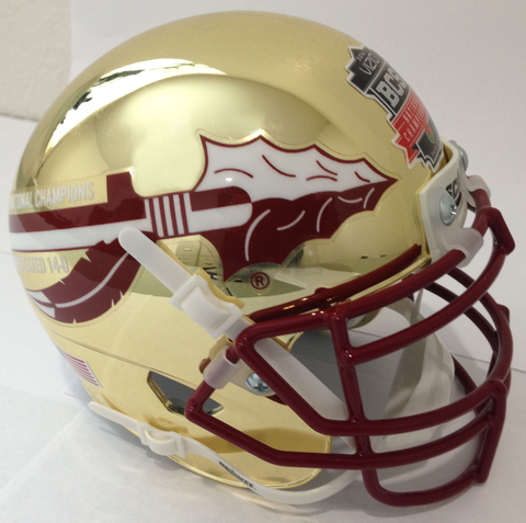 Florida State Seminoles 2013 BCS National Champions Replica Football Helmet Schutt <B>Gold Chrome</B>