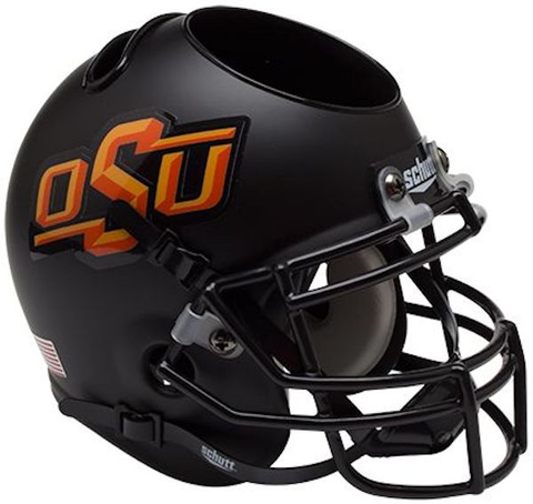 Oklahoma State Cowboys Miniature Football Helmet Desk Caddy <B>Matte Black</B>