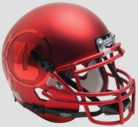 Utah Utes Authentic College XP Football Helmet Schutt <B>Satin Red with Red Decal<B>