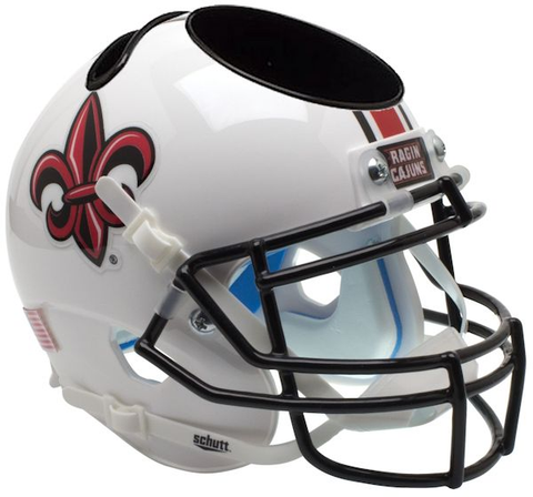 Louisiana (Lafayette) Ragin Cajuns Miniature Football Helmet Desk Caddy <B>White with Fleur De Lis</B>