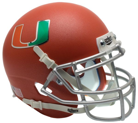 Miami Hurricanes Mini XP Authentic Helmet Schutt <B>Orange</B>