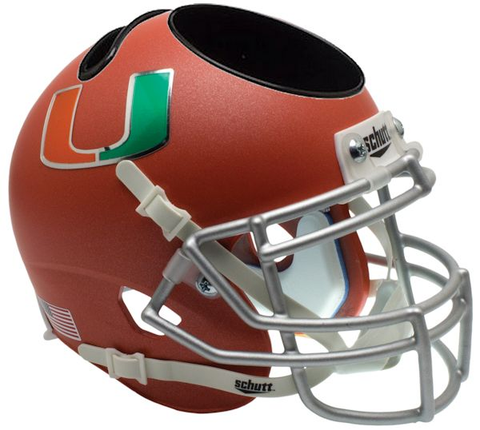 Miami Hurricanes Miniature Football Helmet Desk Caddy <B>Orange</B>