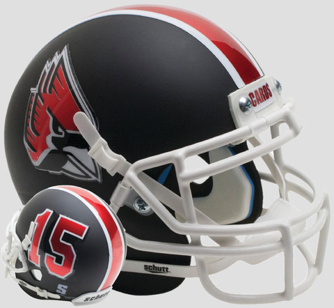 Ball State Cardinals Mini XP Authentic Helmet Schutt <B>Matte Black with White Mask</B>