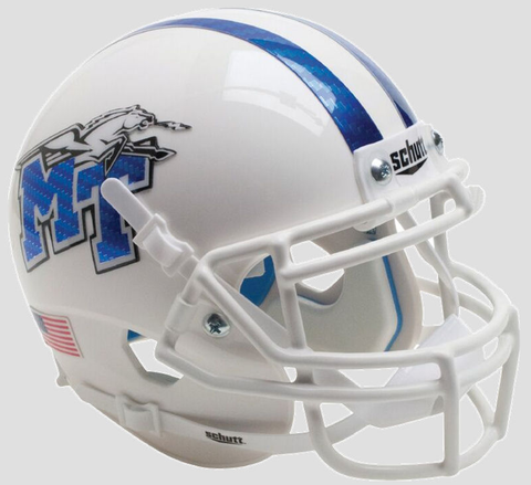 Middle Tenn St Blue Raiders Mini XP Authentic Helmet Schutt <B>White with Half Stripe</B>