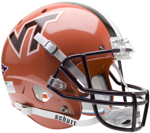 Virginia Tech Hokies Full XP Replica Football Helmet Schutt <B>Orange wi/ Stripe</B>