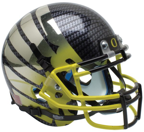 Oregon Ducks Mini XP Authentic Helmet Schutt <B>Smoke AquaTech Wing Yellow Mask</B>