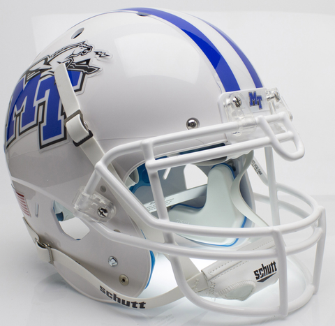 Middle Tennessee State Blue Raiders Authentic College XP Football Helmet Schutt <B>White with Chrome Decal</B>