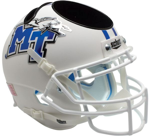 Middle Tenn St Blue Raiders Miniature Football Helmet Desk Caddy <B>White with Chrome Decal</B>