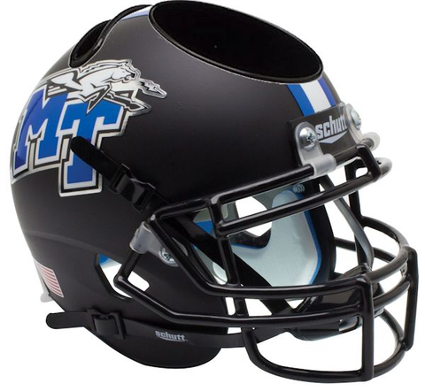 Middle Tenn St Blue Raiders Miniature Football Helmet Desk Caddy <B>Matte Black</B>