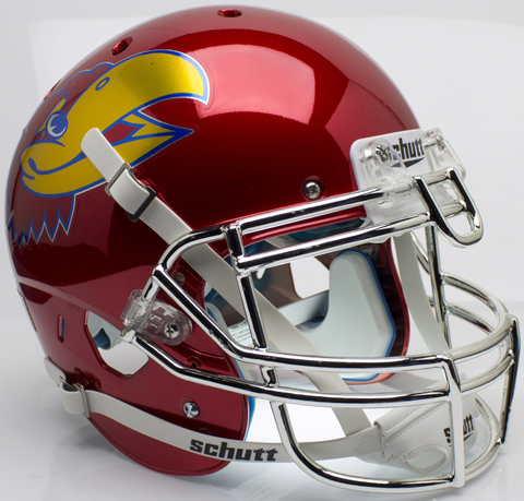 Kansas Jayhawks Authentic College XP Football Helmet Schutt <B>Scarlet Red Large Decal</B>