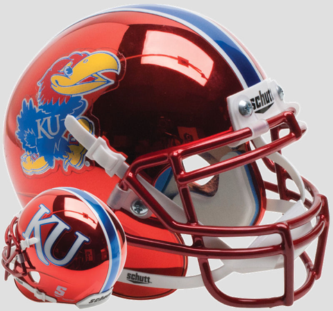 Kansas Jayhawks Authentic College XP Football Helmet Schutt <B>Red Chrome</B>