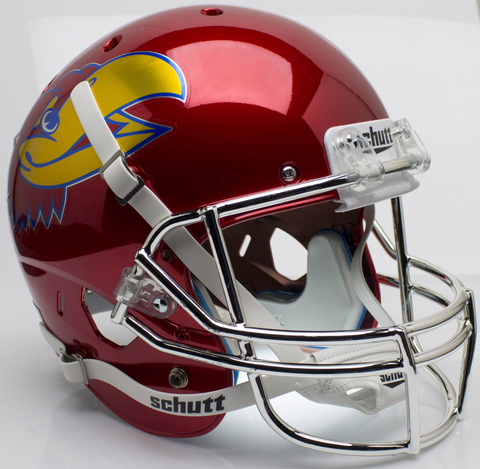 Kansas Jayhawks Full XP Replica Football Helmet Schutt <B>Scarlet Red Large Decal</B>