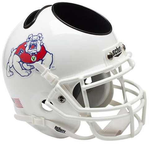 Fresno State Bulldogs Mini Football Helmet Desk Caddy <B>White</B>