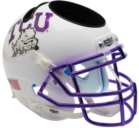 TCU Horned Frogs Miniature Football Helmet Desk Caddy <B>Chrome Mask</B>