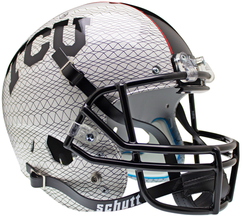 TCU Horned Frogs Full XP Replica Football Helmet Schutt <B>White Crosshatch</B>