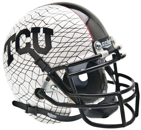 TCU Horned Frogs Mini Authentic Helmet Schutt <B>White Crosshatch</B>