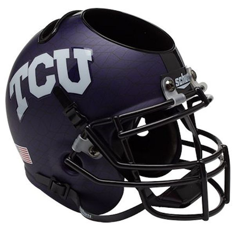 TCU Horned Frogs Miniature Football Helmet Desk Caddy <B>Purple Crosshatch</B>