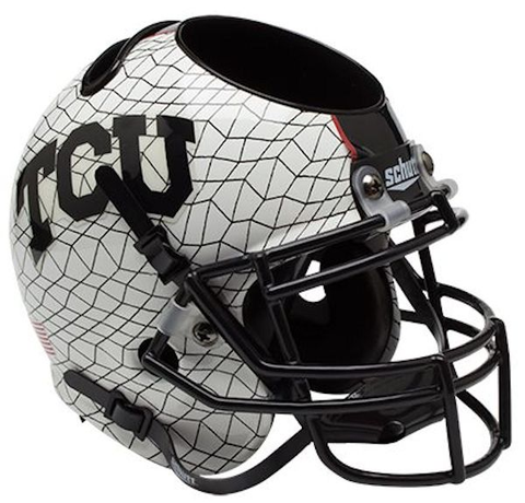 TCU Horned Frogs Miniature Football Helmet Desk Caddy <B>White Crosshatch</B>