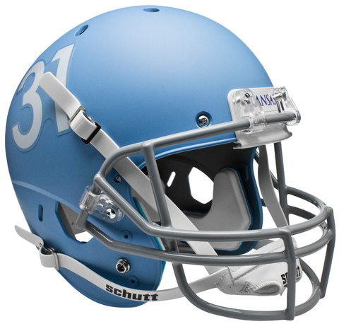 Kansas Jayhawks Full XP Replica Football Helmet Schutt <B>Matte Columbia Blue</B>