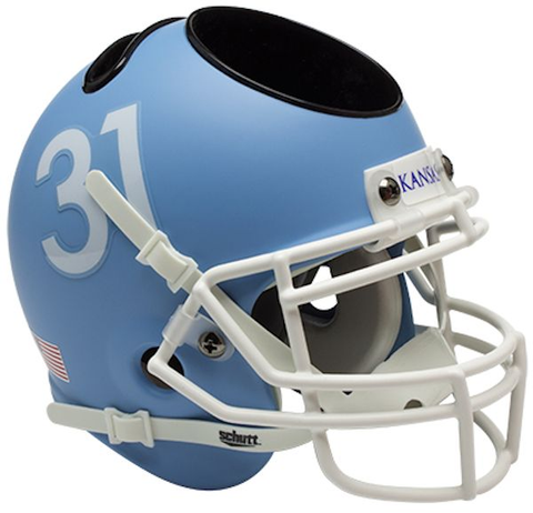 Kansas Jayhawks Miniature Football Helmet Desk Caddy <B>Matte Columbia Blue</B>