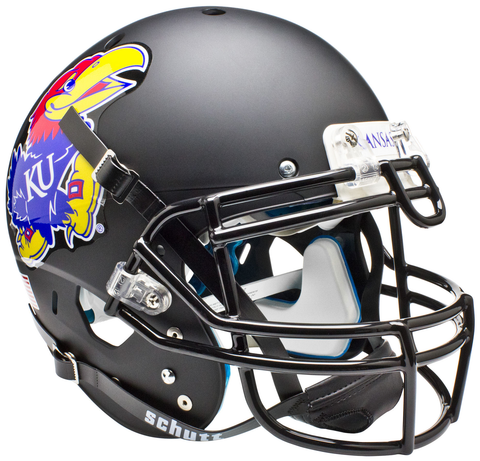 Kansas Jayhawks Authentic College XP Football Helmet Schutt <B>Matte Black</B>