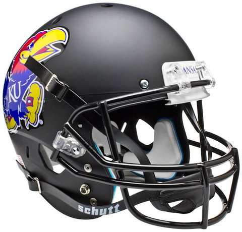 Kansas Jayhawks Full XP Replica Football Helmet Schutt <B>Matte Black</B>