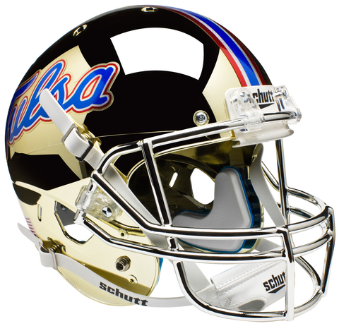 Tulsa Golden Hurricane Full XP Replica Football Helmet Schutt <B>Chrome</B>