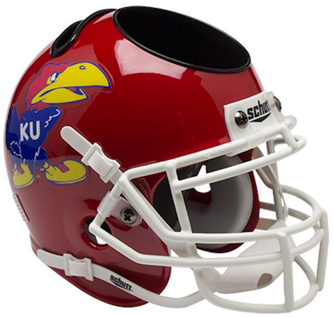 Kansas Jayhawks Miniature Football Helmet Desk Caddy <B>Scarlet Red</B>