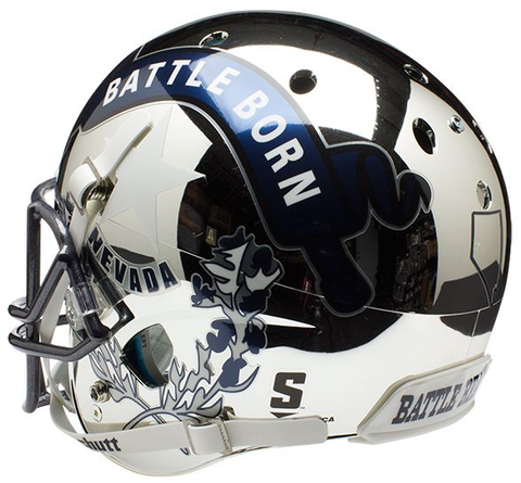 Nevada Wolfpack Full XP Replica Football Helmet Schutt <B>Chrome Silver</B>