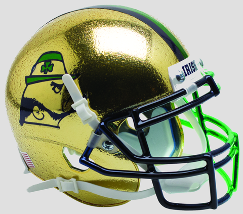 Notre Dame Fighting Irish Mini XP Authentic Helmet Schutt <B>Textured with Shamrock 2015 Boston</B>