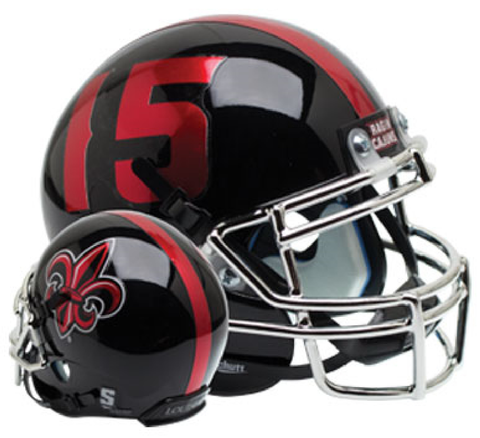 Louisiana (Lafayette) Ragin Cajuns Mini XP Authentic Helmet Schutt <B>Black with Chrome Mask</B>