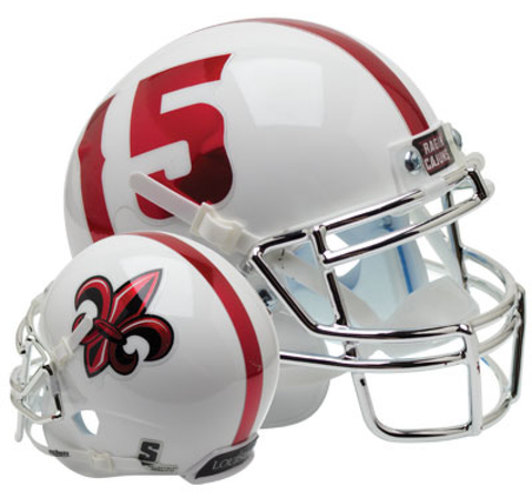 Louisiana (Lafayette) Ragin Cajuns Mini XP Authentic Helmet Schutt <B>White with Chrome Mask</B>