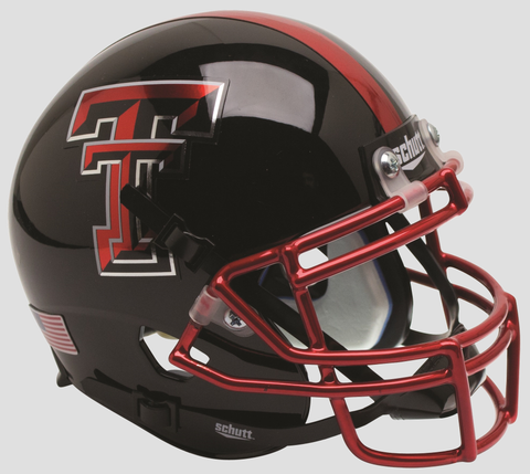 Texas Tech Red Raiders Mini XP Authentic Helmet Schutt <B>Chrome Mask Guns Up</B>