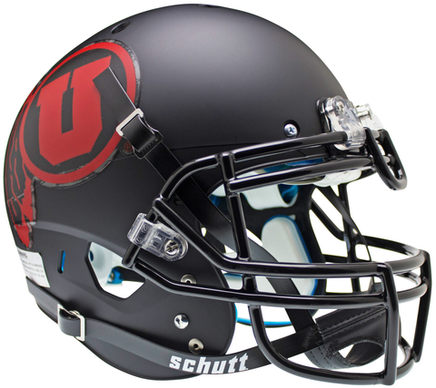 Utah Utes Authentic College XP Football Helmet Schutt <B>Matte Black w/Red decal<B>