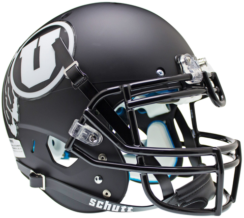 Utah Utes Authentic College XP Football Helmet Schutt <B>Matte Black w/White decal<B>