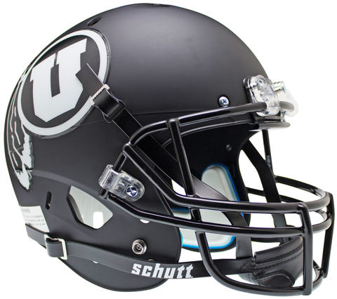 Utah Utes Full XP Replica Football Helmet Schutt <B>Matte Black w/White decal<B>