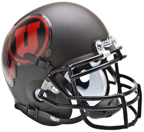 Utah Utes Mini XP Authentic Helmet Schutt <B>Matte Black w/Red decal<B>