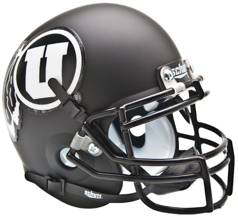 Utah Utes Mini XP Authentic Helmet Schutt <B>Matte Black w/White Decal<B>