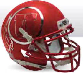 Utah Utes Mini XP Authentic Helmet Schutt <B>Satin Red Chrome Decal</B>