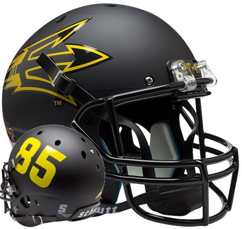 Arizona State Sun Devils Full XP Replica Football Helmet Schutt <B>Matte Black Large Pitchfork w/85</B>