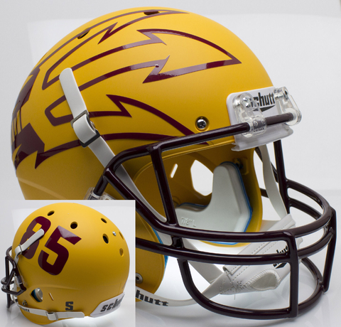 Arizona State Sun Devils Full XP Replica Football Helmet Schutt <B>Matte Gold Large Pitchfork w/85</B>