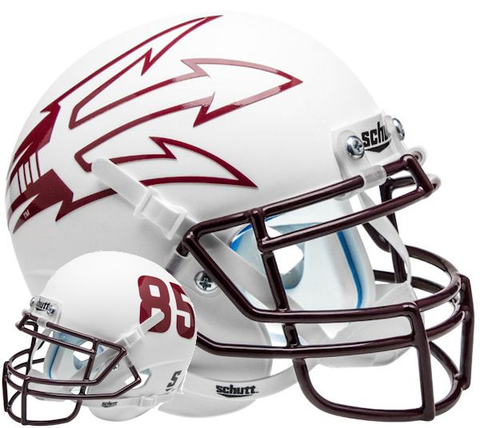 Arizona State Sun Devils Mini XP Authentic Helmet Schutt <B>White Large Pitchfork w/85</B>