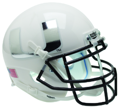 Miami Hurricanes Mini XP Authentic Helmet Schutt <B>Chrome Mask and Decal</B>