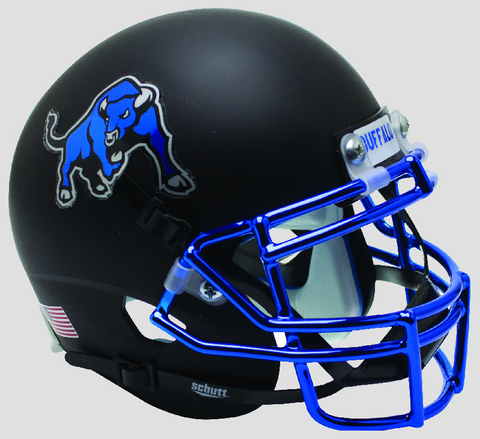 Buffalo Bulls Authentic College XP Football Helmet Schutt <B>Matte Black Chrome Mask</B>