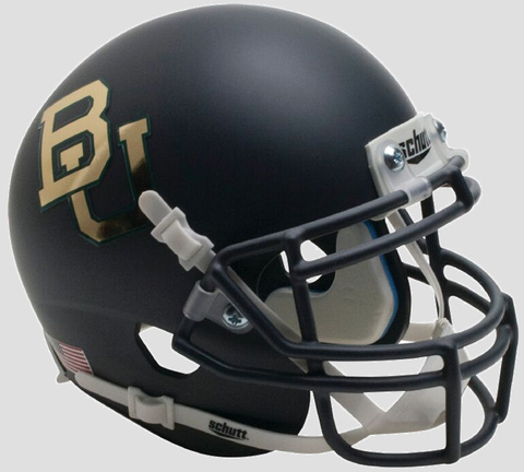 Baylor Bears Mini XP Authentic Helmet Schutt <B>Matte Anthracite Chrome Decal</B>